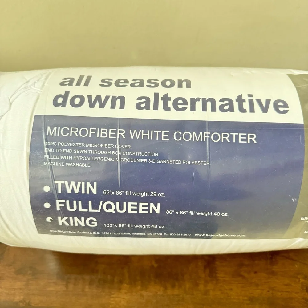 All Season Down Alternative Microfiber White Comforter new king size